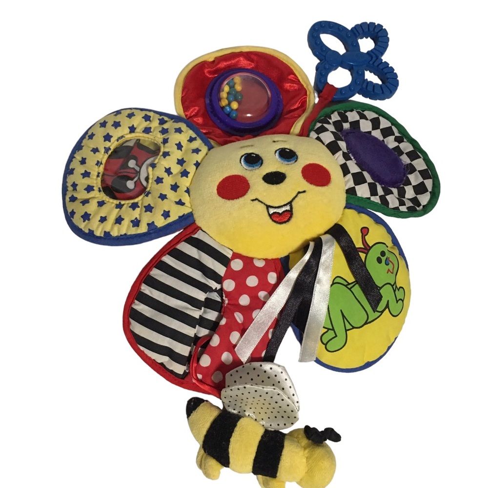VTG Kids II Sensory Plush Flower Baby Toy - Crinkle, Rattle, & Squeak (Steamed)